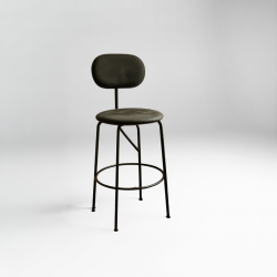 Banco Alto de Metal e Veludo Preto