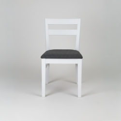 Cadeira de Madeira Branco com Estofo Cinzento