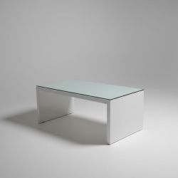 Mesa de Centro Branca com Tampo de Vidro