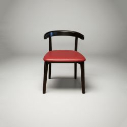 Cadeira de Jantar com Assento em Pele Bordeaux