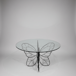 Mesa Redonda Butterfly em Metal com Tampo de Vidro – Tamanho Maior