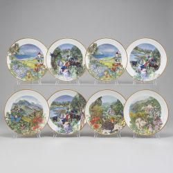 Conjunto de 9 Pratos em Porcelana Philae